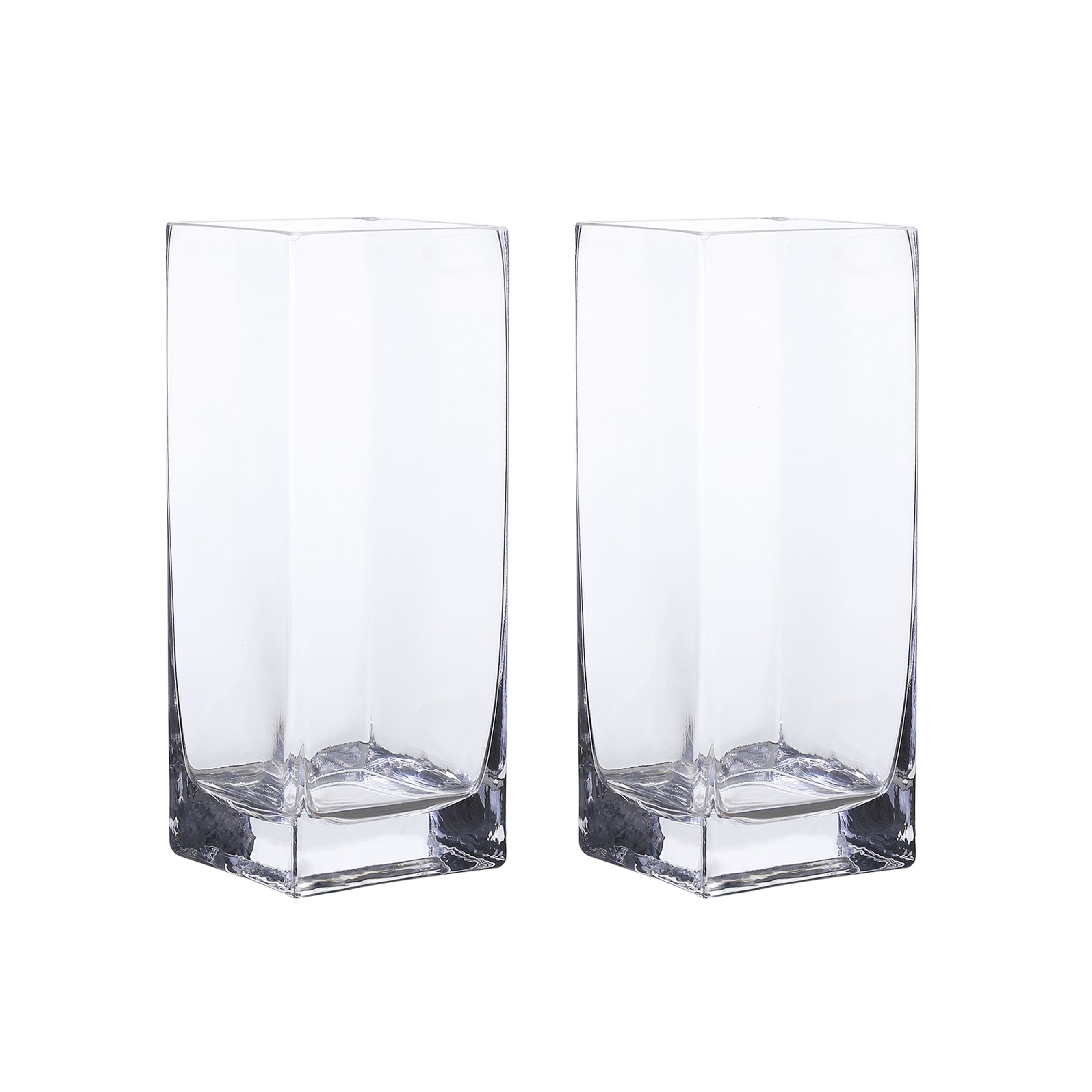 Whole Housewares Clear Glass Tall Square Block Vase (3.15" X 8