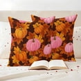 thumbnail image 3 of Pink Pumpkin Fall Outdoor Waterproof Pillow Covers, Thanksgiving Maple Leaves Farmhouse Decorative Square Throw Pillowcase Sofa Cushion Sham for Patio/Couch/Chair, 16"x16" 2 Pack, 3 of 8
