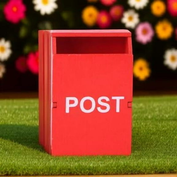 NICEXMAS 1Set Dollhouse Ornaments Mini Mailbox Red Wood Miniature Design Props