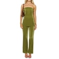 thumbnail image 4 of Conjunto de dos piezas con hombros descubiertos para mujer: top sin tirantes y pantalones anchos. Poliéster. Tallas S-L. Conjunto de verano., 4 of 8