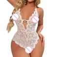 thumbnail image 2 of Gibobby Ropa sexy de mujer para sexo Conjunto de sujetadores sexy súper push-up para mujer, lencería transparente, brasier de encaje y bragas a juego para mujer(Blanco, G), 2 of 5