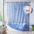 thumbnail image 1 of Cortina de ducha AmazerBath sin gancho, 3 en 1, lujosa, azul transparente, 1 of 9