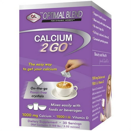 Olympian Labs Calcium 2 Go Calcium Vitamin D Dietary Supplement Powder, 3.02 oz