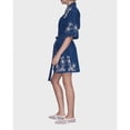 thumbnail image 2 of Women Embroidered Denim Shirt Dress Belted Button Down Short Sleeve Casual Summer Mini Dress, 2 of 4