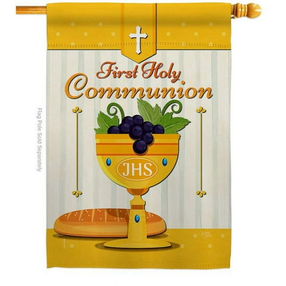 Breeze Decor  Holy Communion Religious Faith Double-Sided Garden Decorative House Flag, Multi Color