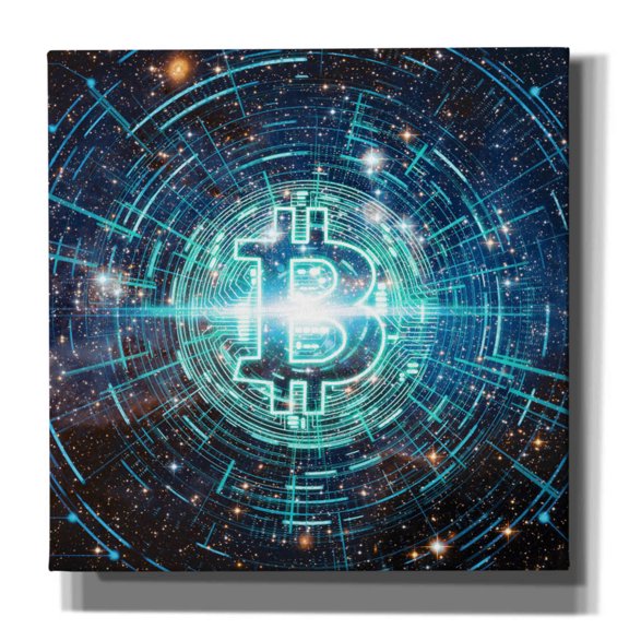 Epic Graffiti 'Cyber Bitcoin', Canvas Wall Art, 26"x26"