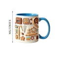 thumbnail image 2 of Ceramic Coffee Mug 350ml with Ergonomic Handle, Microwave and Dishwasher Safe, Daily Use Beverage Cup with Tool Pattern Design for Coffee or Tea, 2 of 5