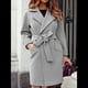 thumbnail image 2 of Gabardina Larga para Mujer, Elegante Chaqueta de Solapa, Abrigo Informal de Otoño e Invierno con Cinturón Gris XXL, 2 of 4