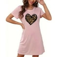 thumbnail image 5 of VgaVtl Sleep Shirts for Women Plus Short Sleeve Pink Womens Sleepwear Plus Size Cute Heart-shaped Leopard Print Nightgowns, 5 of 5