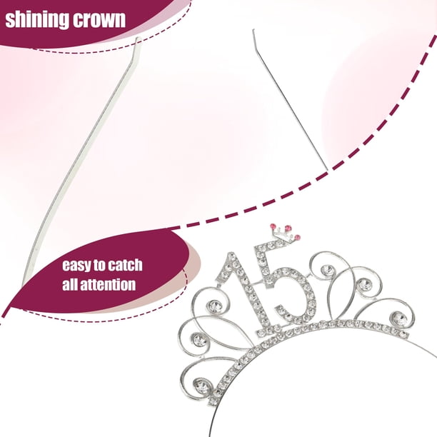 HOWAF Or Rose Anniversaire Écharpe et Anniversaire Fille Bandeaux Couronne Strass pour 13 Ans, 15 Ans, 16 Ans, 18 Ans, 21 Ans, Fête Anniversaire décoration Accessoires Cadeau pour Fille Femme