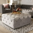 thumbnail image 4 of Bowery Hill Table Basse Ottomane Moderne en Velours Capitonné Gris Ardoise, 4 of 7