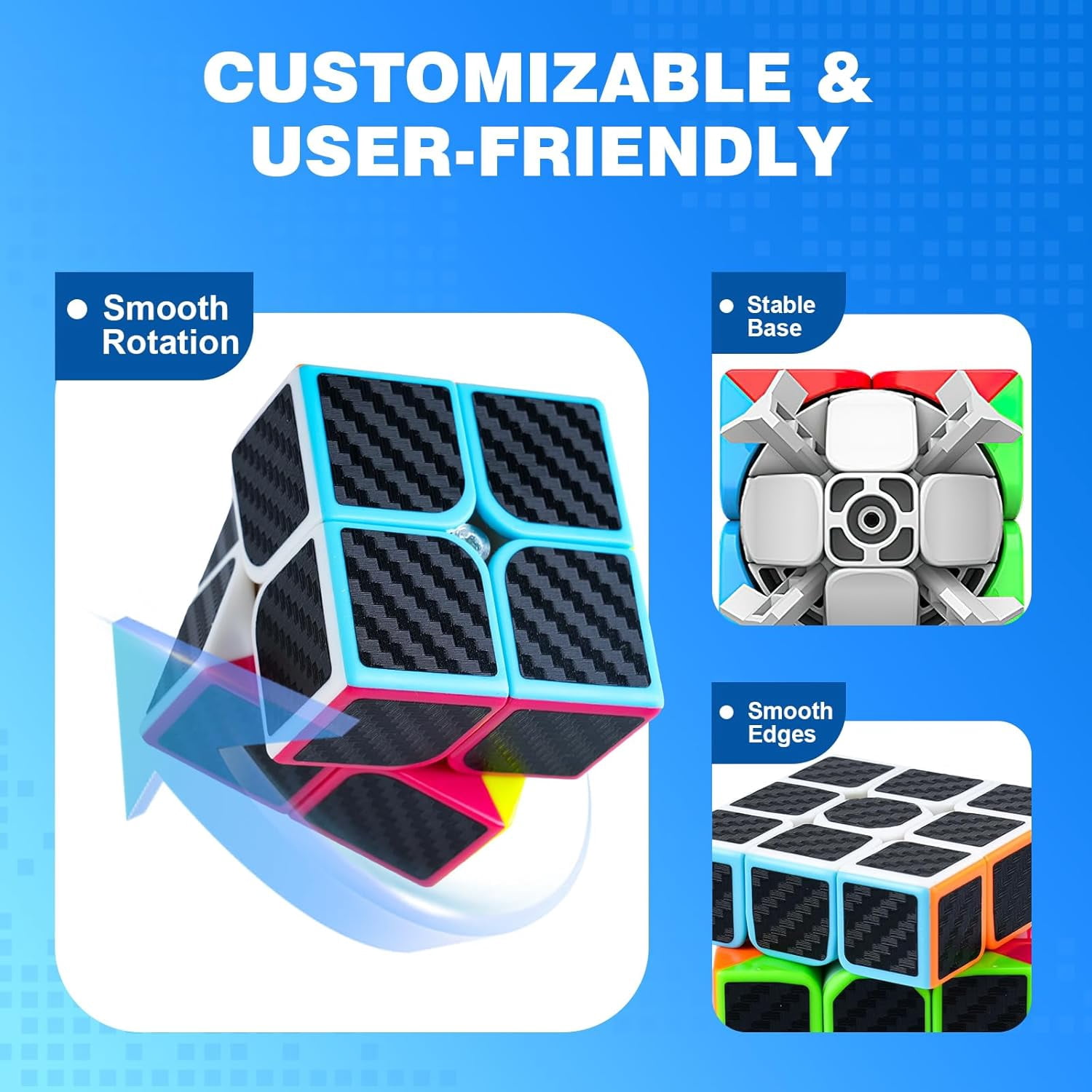 AuntyFey 5 Packs Speed Cube Set, 2x2, 3x3, 4x4, 5x5, Pyraminx Magic Speed Cube, Puzzle Cube for Kids & Beginner & Adults