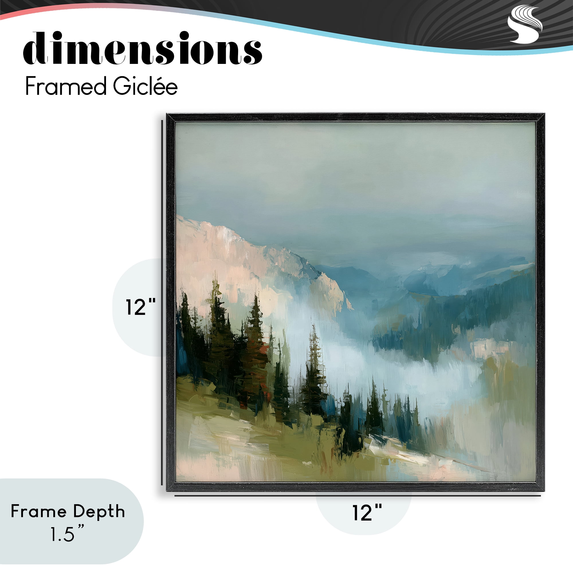 Stupell Industries Mountain Forest Impression Black Framed Giclee Art, design by Kim Curinga