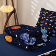 thumbnail image 6 of Manfei Cartoon Planet Pattern Zipper Queen Comforter Set with Fitted Sheet and 2 Pillowcases,Sprinkle Moon Stars Print Zipper Bedding Set,Dark Blue,Navy Blue Reversible,4pcs, 6 of 8
