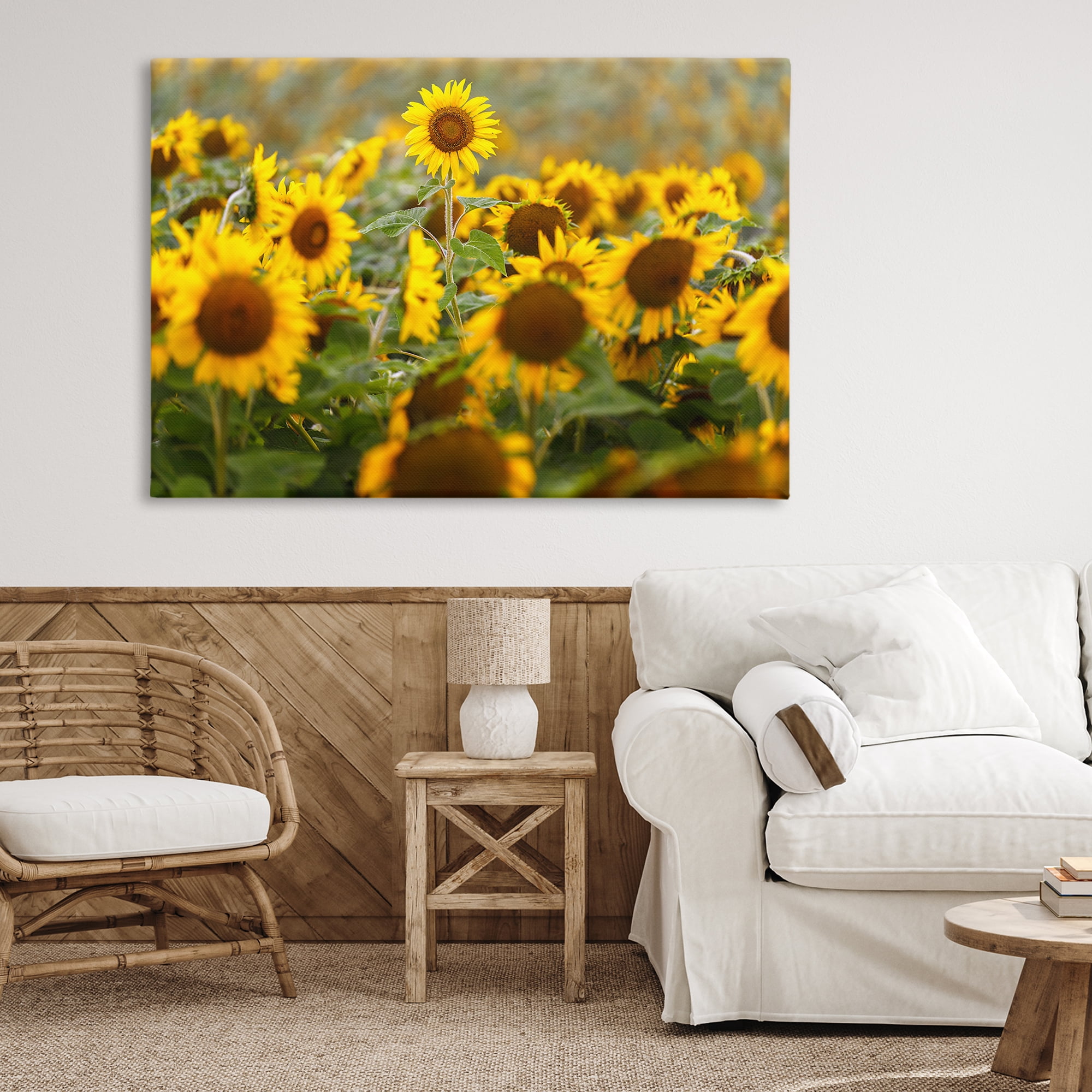 Central Sunflower in Meadow Canvas Wall Art, design by Andy Crawford