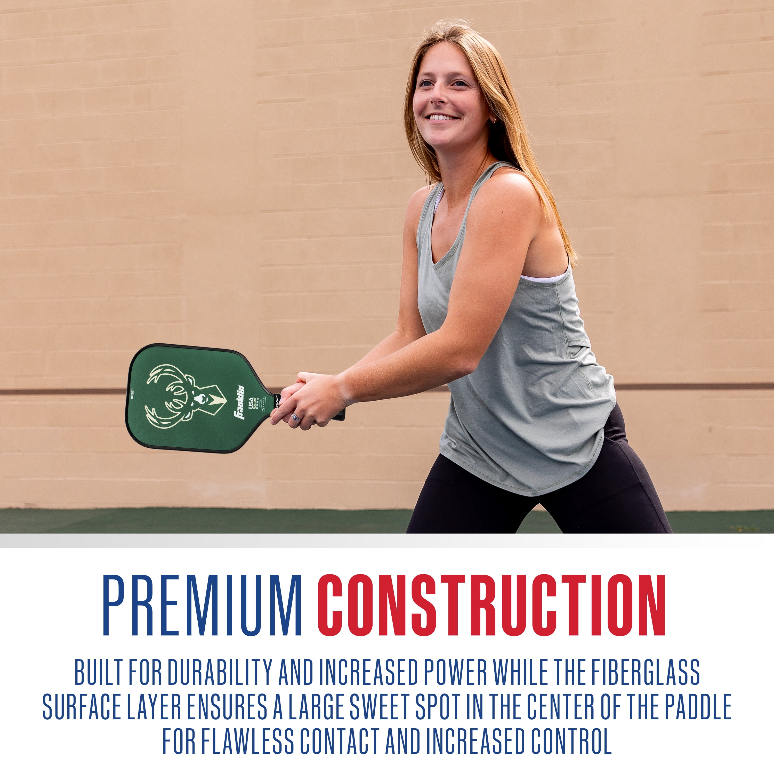 Franklin Sports NBA Milwaukee Bucks Pickleball Paddle - Official NBA Team Pickleball Paddles - USAP (USAPA) Approved Premium Quality Pickleball Paddles - Authentic Team Logos + Colors
