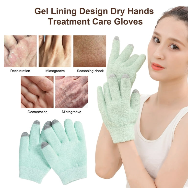 harmtty Moisturizing Gloves Reusable Touch Screen Gel Lining Design Dry  Hands Treatment Care Gloves,Pink 