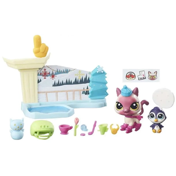 Clínica veterinaria Pipsy Purrville de Littlest Pet Shop Salón Zoe Trent Set de juego de patinaje sobre hielo Rosalee Pointer Mascotas en la ciudad Juguetes para niños