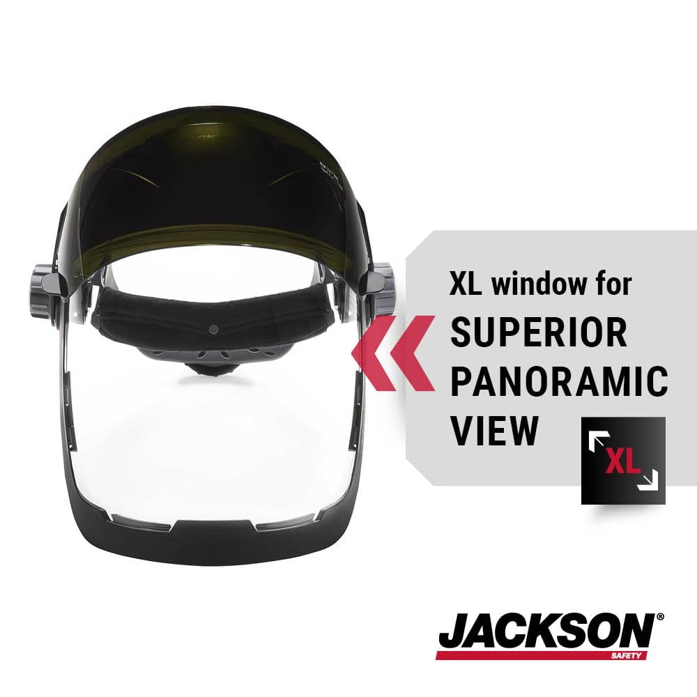 Jackson Safety Jackson Safety - Face Shield - QUAD 500 Premium Multi-Purpose Series - 9' x 12.125' x 0.060" Window - Clear AF with Shade 5 IR Flip Visor - 370 Speed Dial Headgear