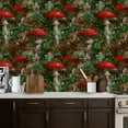 thumbnail image 5 of Peel and Stick Wallpaper Contact Paper Boho Mushroom Forest Black Brown Green Mushrooms Red White Dots Tall Self Adhesive and Removable 17.7in x 118in, 5 of 8
