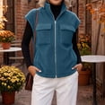 thumbnail image 5 of Sentuca Womens Vest Stand Collar Full Zip Plush Fleece Coat with Pockets Sleeveless Warm Cozy Soft Wear Jackets, Blue XXL, 5 of 8