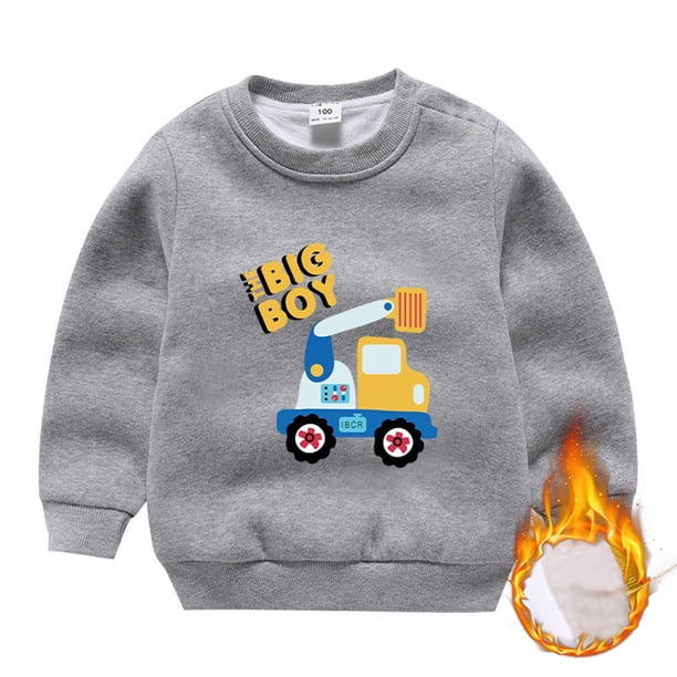 Gibobby Sudaderas de forro polar para niños, de manga larga, con cuello redondo, para niños pequeños, camisas cálidas de invierno(Gris, 2-3 Años)