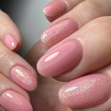 Spring Summer Press On Nail Short Oval False Nail Glossy Acrylic Stick on Nail