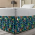 thumbnail image 1 of Bird of Paradise Bed Skirt, Jungle Flourishing with Hippie Leaves Vivid Foliage Rainforest Perennial, Elastic Bedskirt Dust Ruffle Wrap Around for Bedding Decor, 4 Sizes, Multicolor, by Ambesonne, 1 of 2