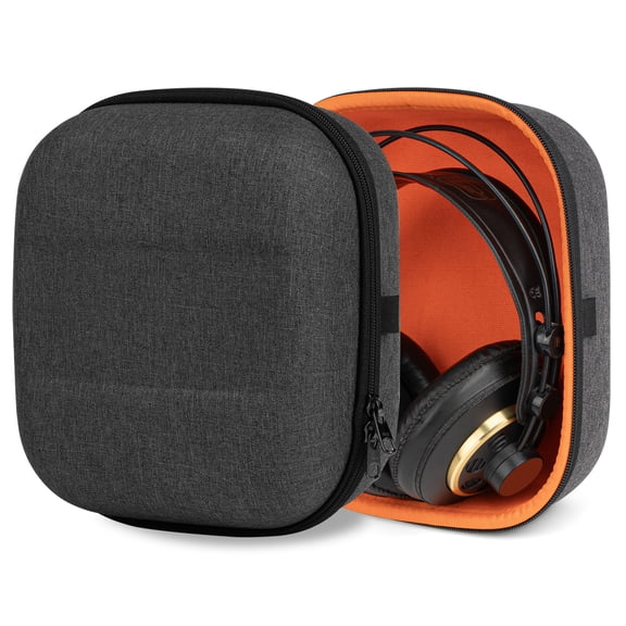 Geekria Shield Case Compatible with AKG K340, K240, K242, K271, K272, K141, K142, K121 Headphones, Replacement Protective Hard Shell Travel Carrying Bag with Cable Storage (Dark Grey)