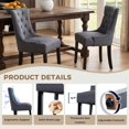 thumbnail image 3 of Modern Tufted Linen Dining Chair with Solid Wood Legs, Set of 2 - Grey, 3 of 10