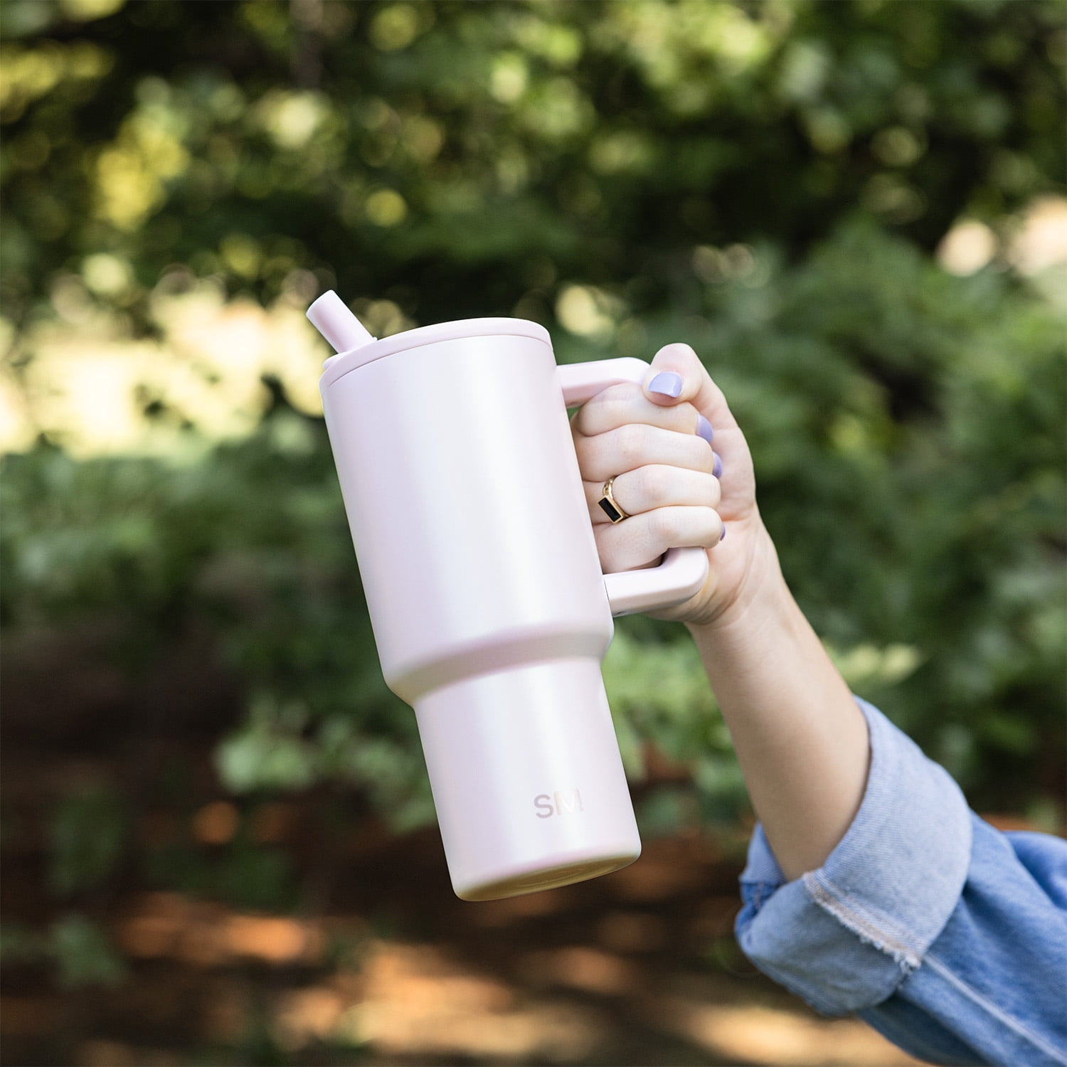 Simple Modern 30 fl oz Insulated Stainless Steel Trek Tumbler with Folding Straw Lid|Coconut Pearl