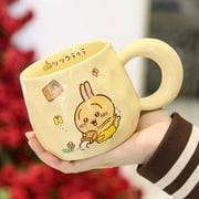 Chiikawa Gift Kawaii Hachiware Usagi Ceramic Cup with Lid Spoon Cute Cartoon Mug Birthday Gift Cup