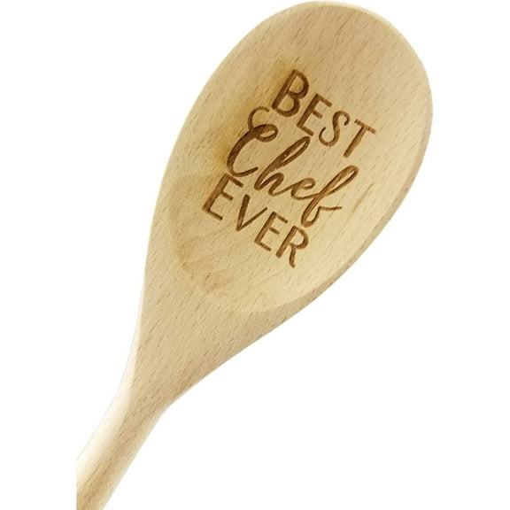 Engraved Best Chef Ever Wood Spoon Gift - 14 inch- hostess gift, shower favor, engraved spoon, stocking stuffer