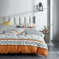 thumbnail image 2 of Orange Bohemian-style down duvet cover three-piece set, diamond-shaped printed bedding, 1 duvet cover with 2 pillowcases, available in large and extra large sizes, 2 of 9