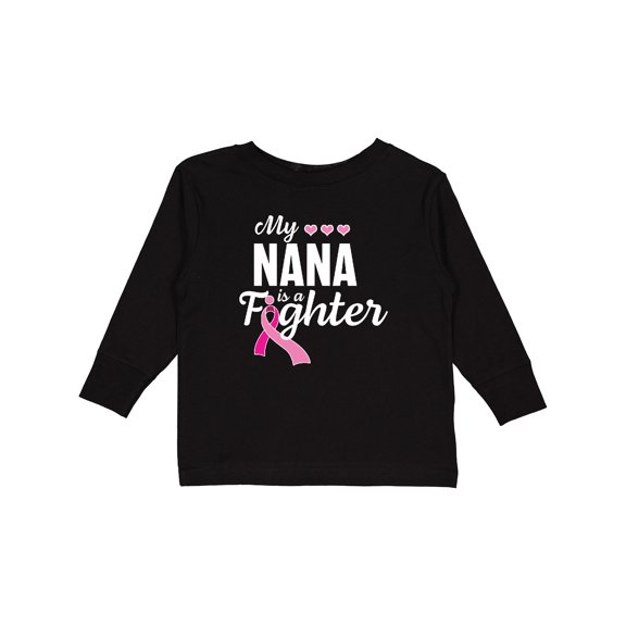 Inktastic Breast Cancer Awareness My Nana is a Fighter Boys or Girls Long Sleeve Toddler T-Shirt
