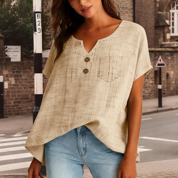 Womens Linen Tops Womens Summer Tops Beach Vacation Tshirts Summer Linen Tops Peasant Blouse Peasant Tops For Women Cotton Boho Tops Linen Clothing For Women Flowy Tops For Women Beige L