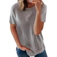 thumbnail image 1 of Womens Striped Color Block Short Sleeve Causal Blouses T Shirts Tops, 1 of 6