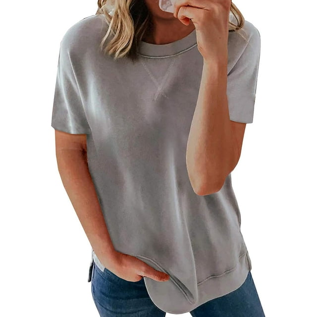 Womens Striped Color Block Short Sleeve Causal Blouses T Shirts Tops