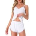 thumbnail image 1 of Conjuntos de pijama para mujeres INSPIRE CHIC, ropa de noche sin mangas, top de tirantes con ribete de encaje en forma de V y pantalones cortos, trajes de lencería XL blancos, 1 of 6