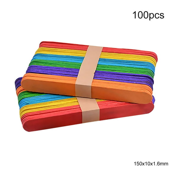 fashionhome 100pcs Colorful Wooden Sticks Handicraft Building Model DIY Multi-color Wood Sticks, 150x10x1.6mm