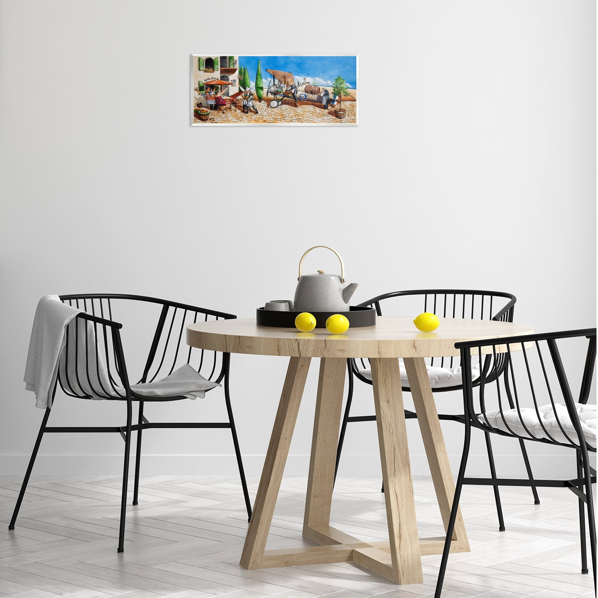 Stupell Industries Café & Airplane Scene Scenery Painting Unframed Art Print Wall Art, 17 x 7