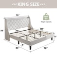 thumbnail image 2 of Gewnee King Size Upholstered Platform Bed with 16” Wide Wingback Button Tufted Headboard, Nailhead Trim,Built-in Charging Station (2 AC Outlets & 2 USB Ports),8” Underbed Storage.White, 2 of 14