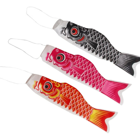 DOLITY 3x Japanese Windsock Carp Flag Koi Nobori Sail Wind Streamer Home Party Red Pink Black 100cm