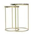 thumbnail image 2 of Gold Nesting Tables Set of 2, Round Side Tables with Marble Top and Metal Base for Living Room, 2 of 10