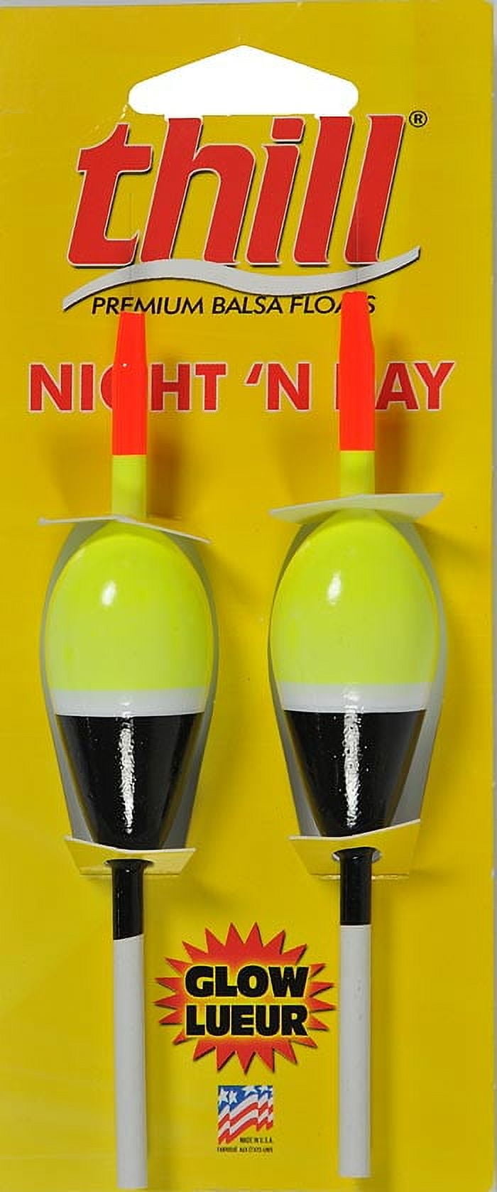 Thill Night N Day Glow Float Fishing Slip Float Yellow Black 1 in. Oval