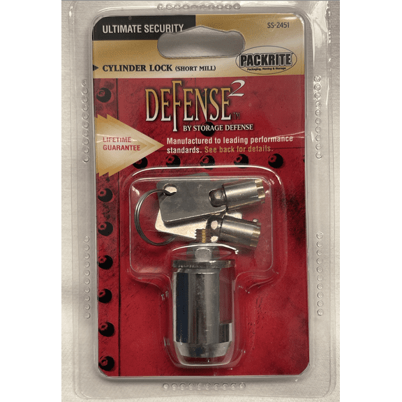 Defense2 - Short Cylinder Lock with Overlock Keys - Weather Proof - for Door, Storage, Cabinets, & More - 17mm Solid Brass Tubular Security Lock