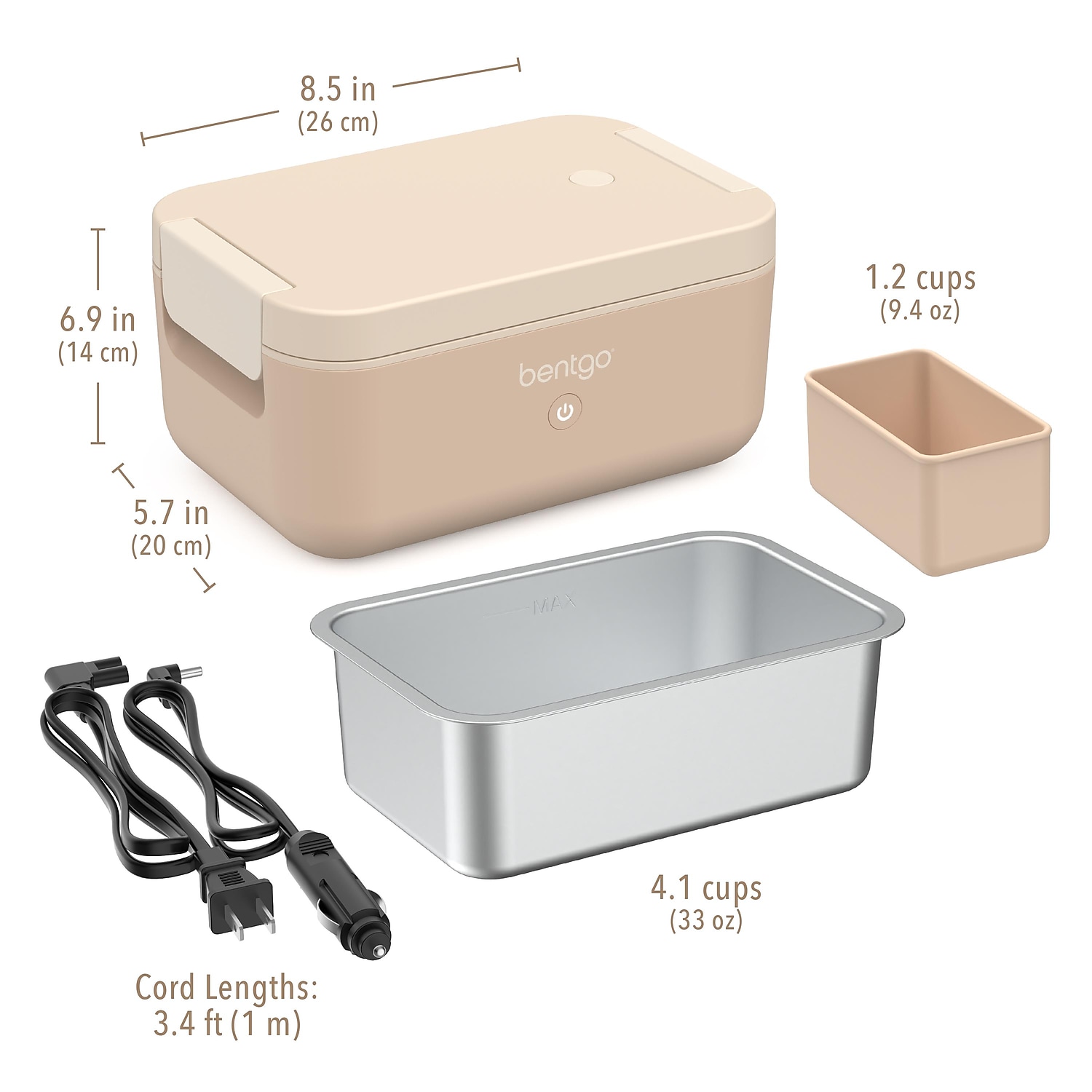 bentgo Heated Electric Bento Box Latte 42.4 oz. (BGHEATBX-LT)