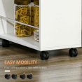 thumbnail image 3 of Yardi Yarda 3- tier Slim Storage Cart, Rolling Narrow Kitchen Cart on Wheels, Slide Out Side Utility Cart for Indoor, White, 3 of 7