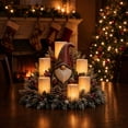 thumbnail image 5 of Christmas Flameless Candle Centerpiece Wreath with Warm LED Flickering Pillar Lights Pine Cones Berries Festive Tabletop Light Decoration Accent for Dining Table Mantle Holiday House Decor, 5 of 6