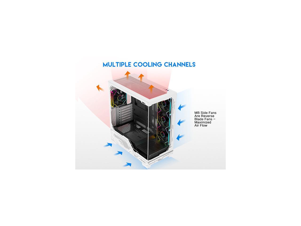 DIYPC IDX2-Ultra-ARGB Black Dual USB3.0/ 1 x Type C Tempered Glass ATX Gaming Computer Case w/ Dual Tempered Glass Panel and 3 x ARGB PWM Fans (Pre-Installed)